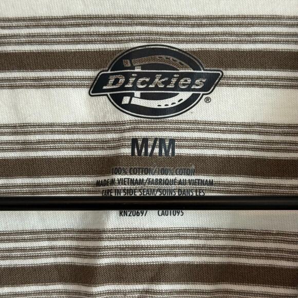 Dickies Striped Pocket Tee Skater Girl Brown White Relaxed Fit Boxy Top Gorpcore - Picture 5 of 6